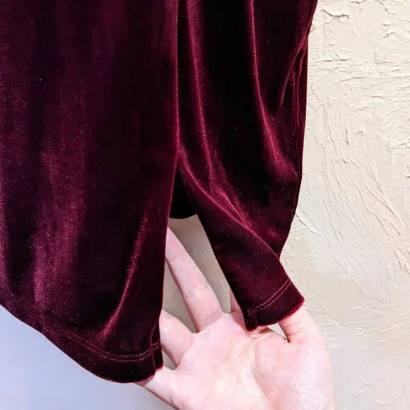 Midnight Doll Velvet Cocktail Dress Womens 5 Burgundy Dark Romantic Formal Mini - Picture 2 of 7